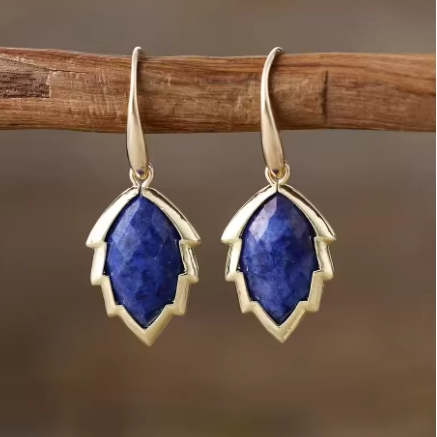 Boucles d'Oreilles Feuilles de l'Arbre en Pierre Naturelle