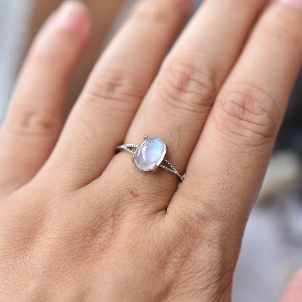 Bague Ajustable en Pierre de Lune - Anima Sana
