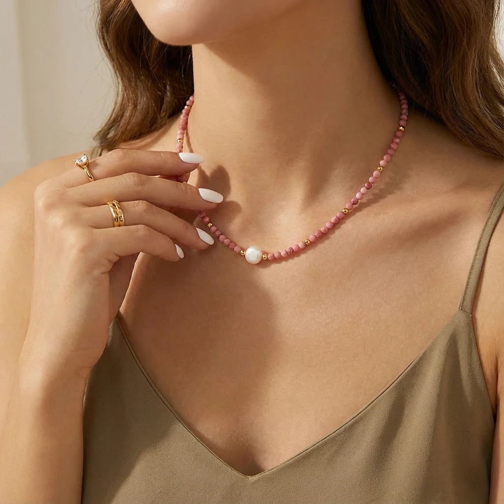 Collier en Rhodochrosite - Reine de Douceur