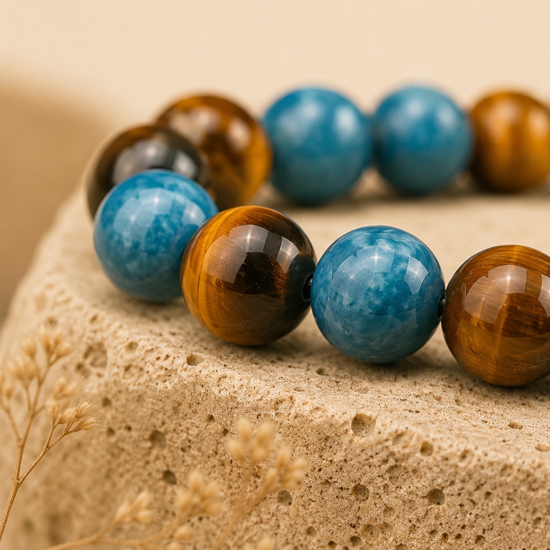 Bracelet Oeil de Tigre & Apatite - Sérénité Protectrice