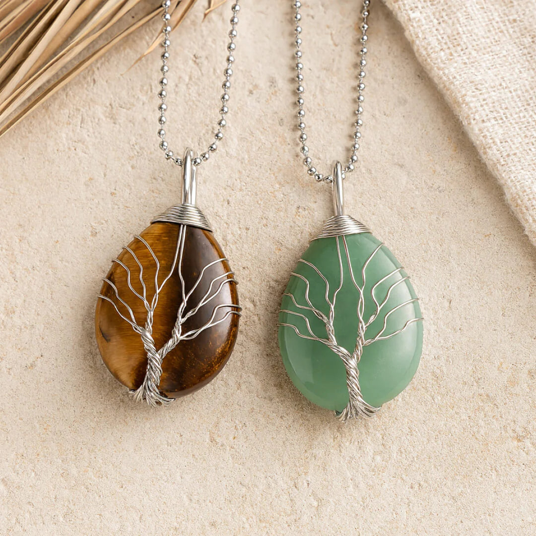 Collier Pendentif en Pierre Naturelle - Arbre de Rémission