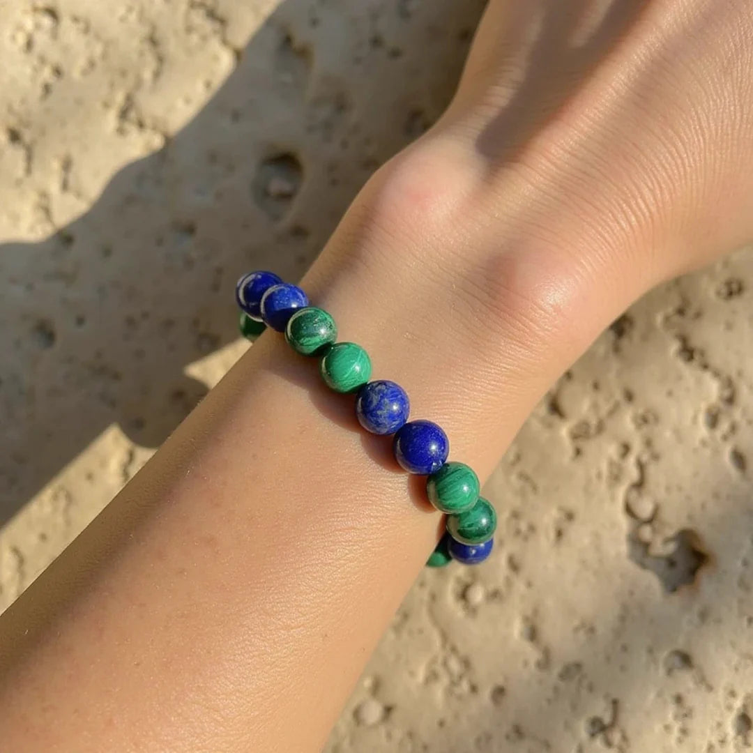 Bracelet en Malachite & Lapis Lazuli - Équilibre des Âmes