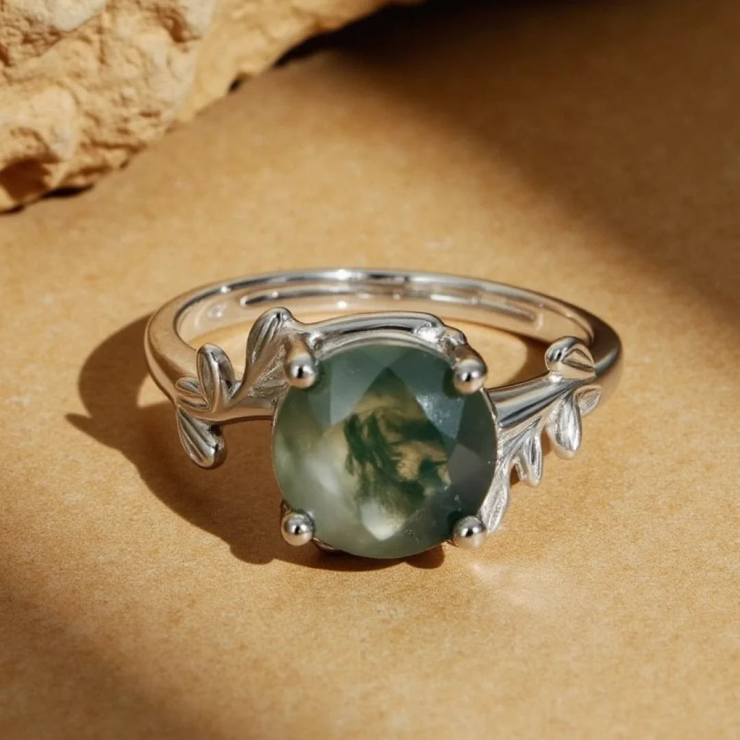 Bague en Agate Mousse & Argent - Conscience Végétale