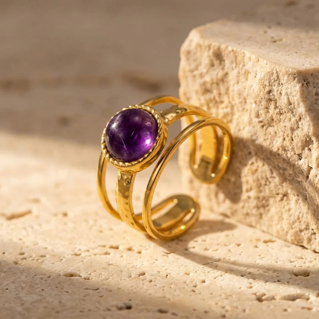 Bague Ajustable en Améthyste - Sérénité Intérieure