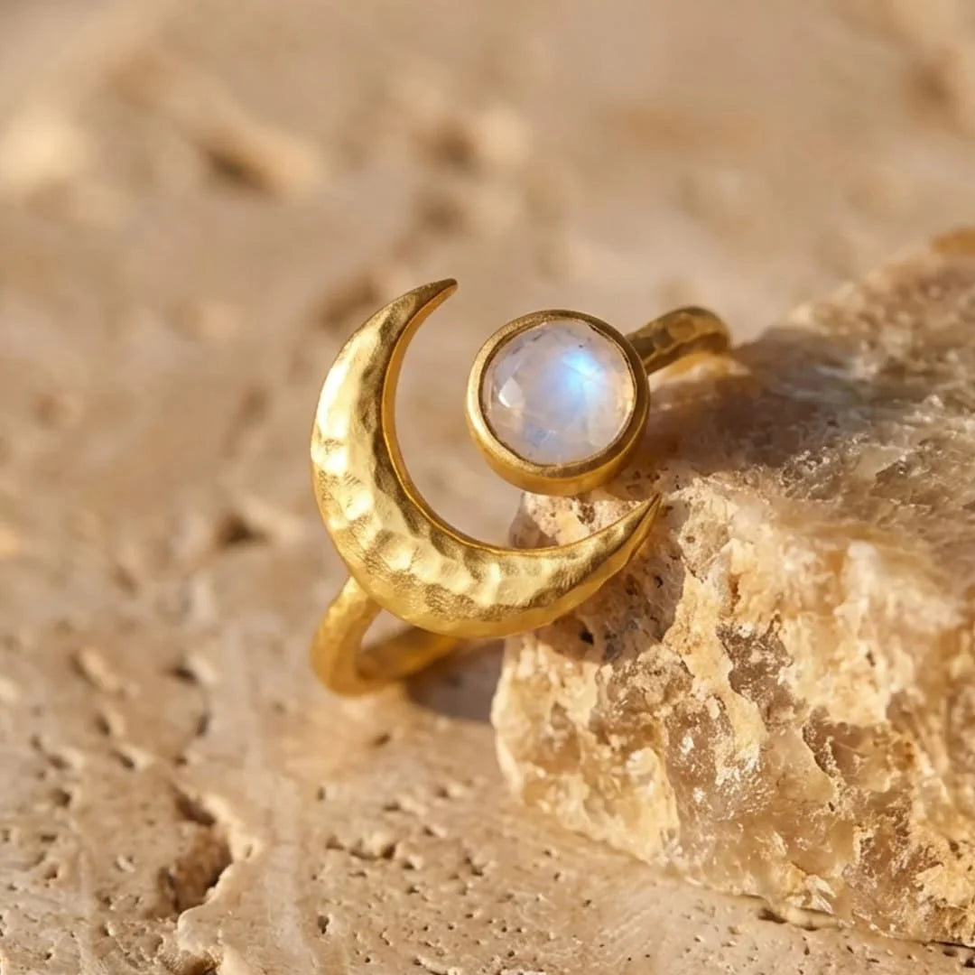 Bague  Ajustable en Pierre de Lune - Clair de Lune