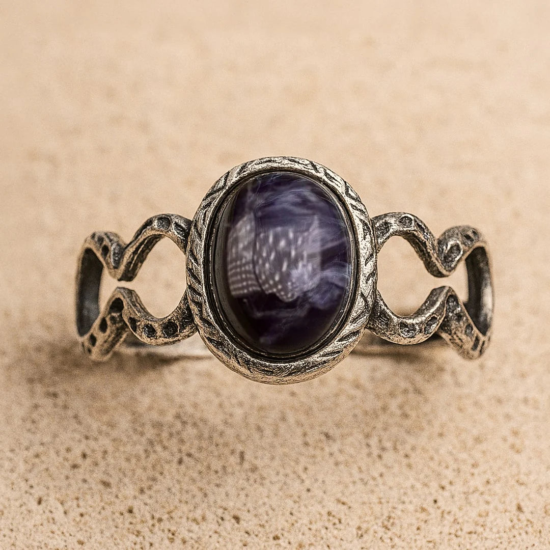 Bague Ajustable en Piétersite - Tumulte Bleu