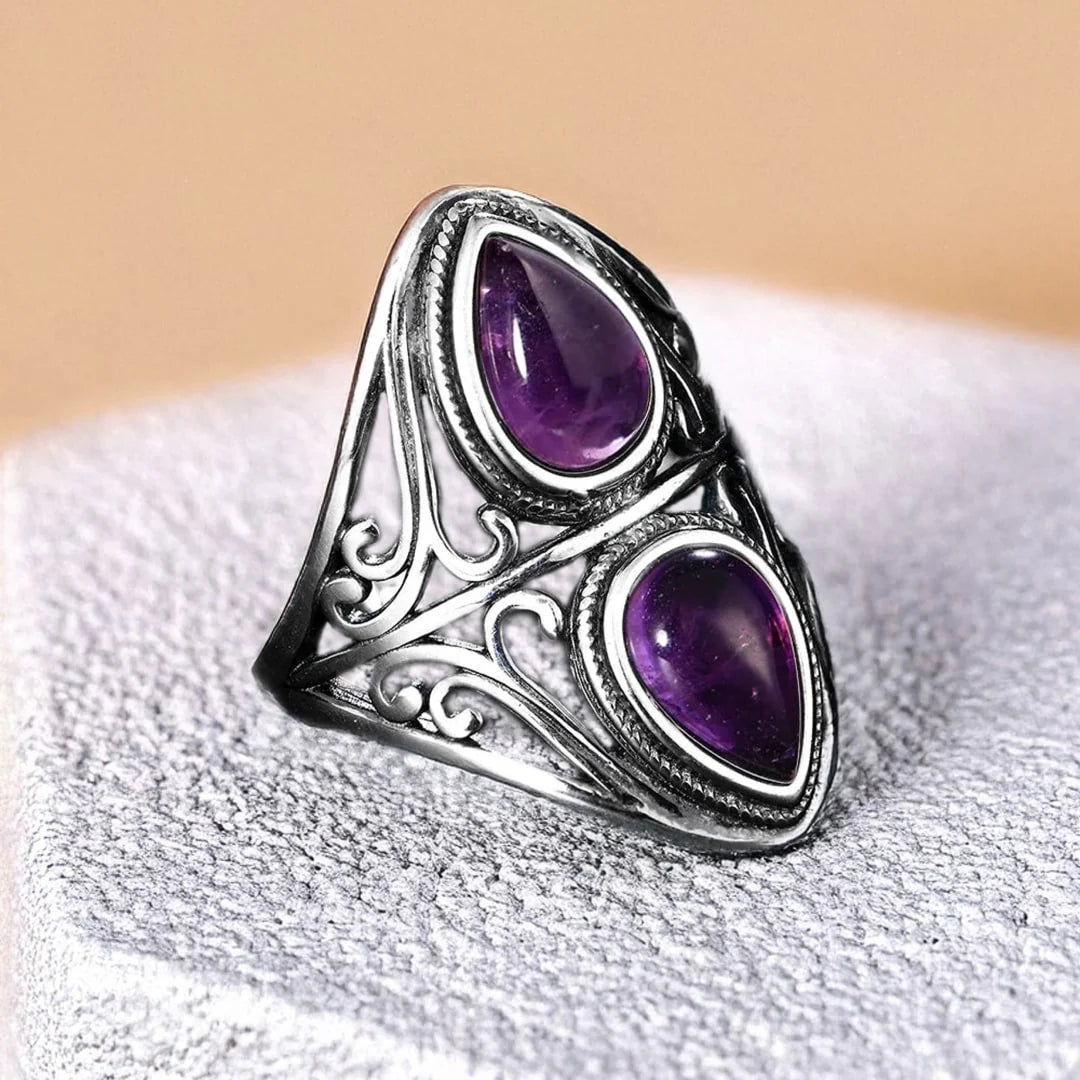 Bague "Troisième Regard" en Améthyste & Argent