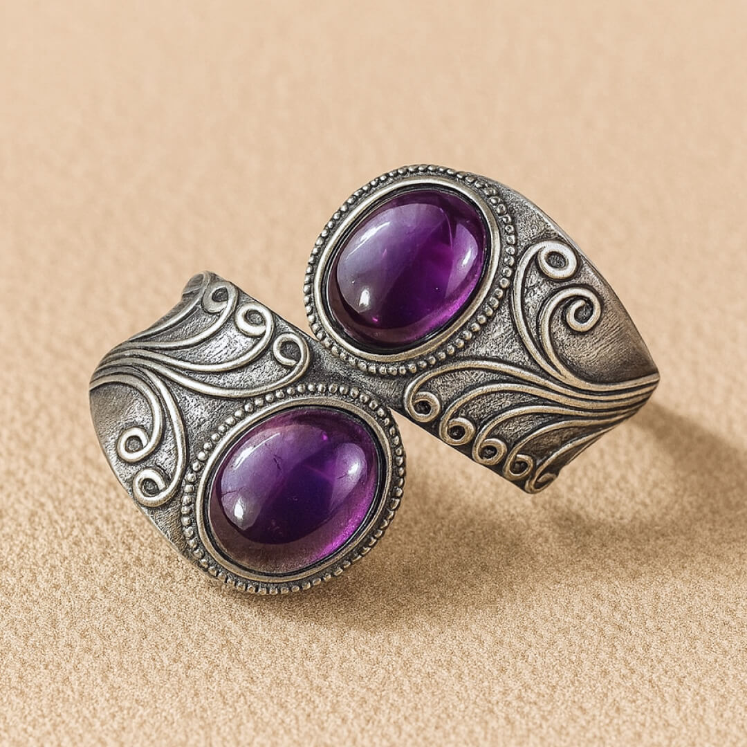 Bague "Union Sacrée" en Améthyste & Argent