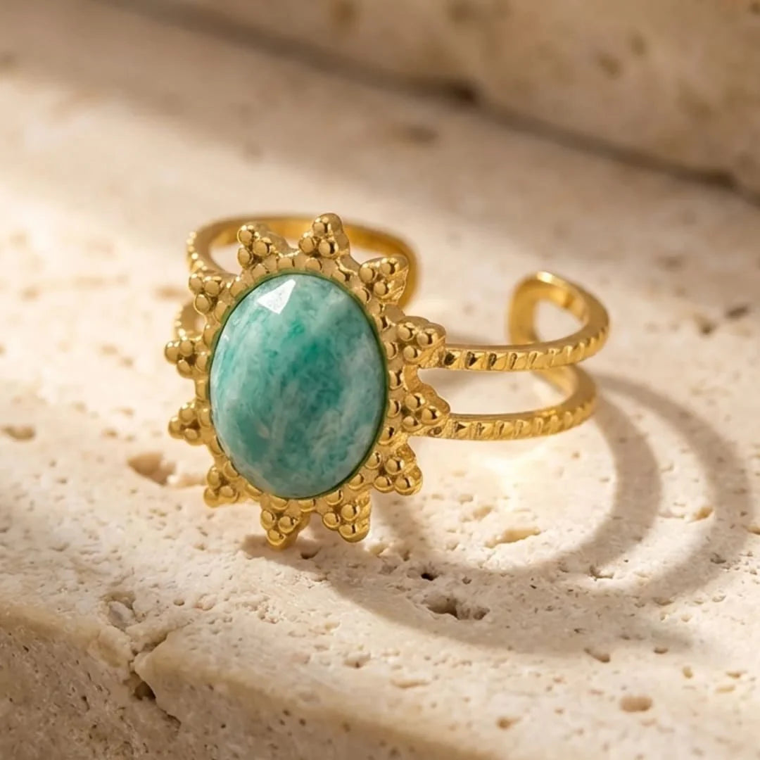 Bague Anti-Stress en Amazonite - Lumière Florale
