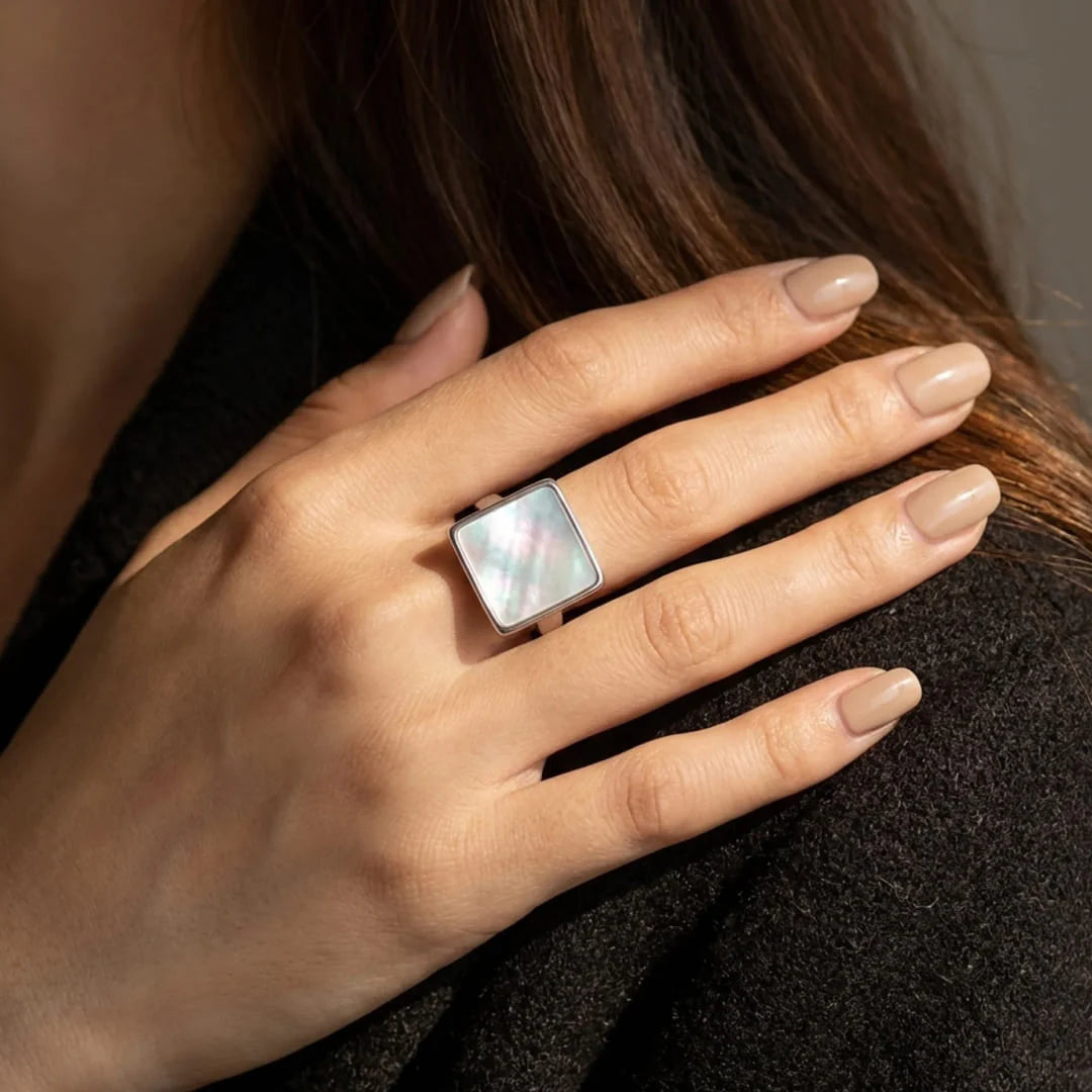 Bague en Nacre & Argent - Reflet de Sérénité