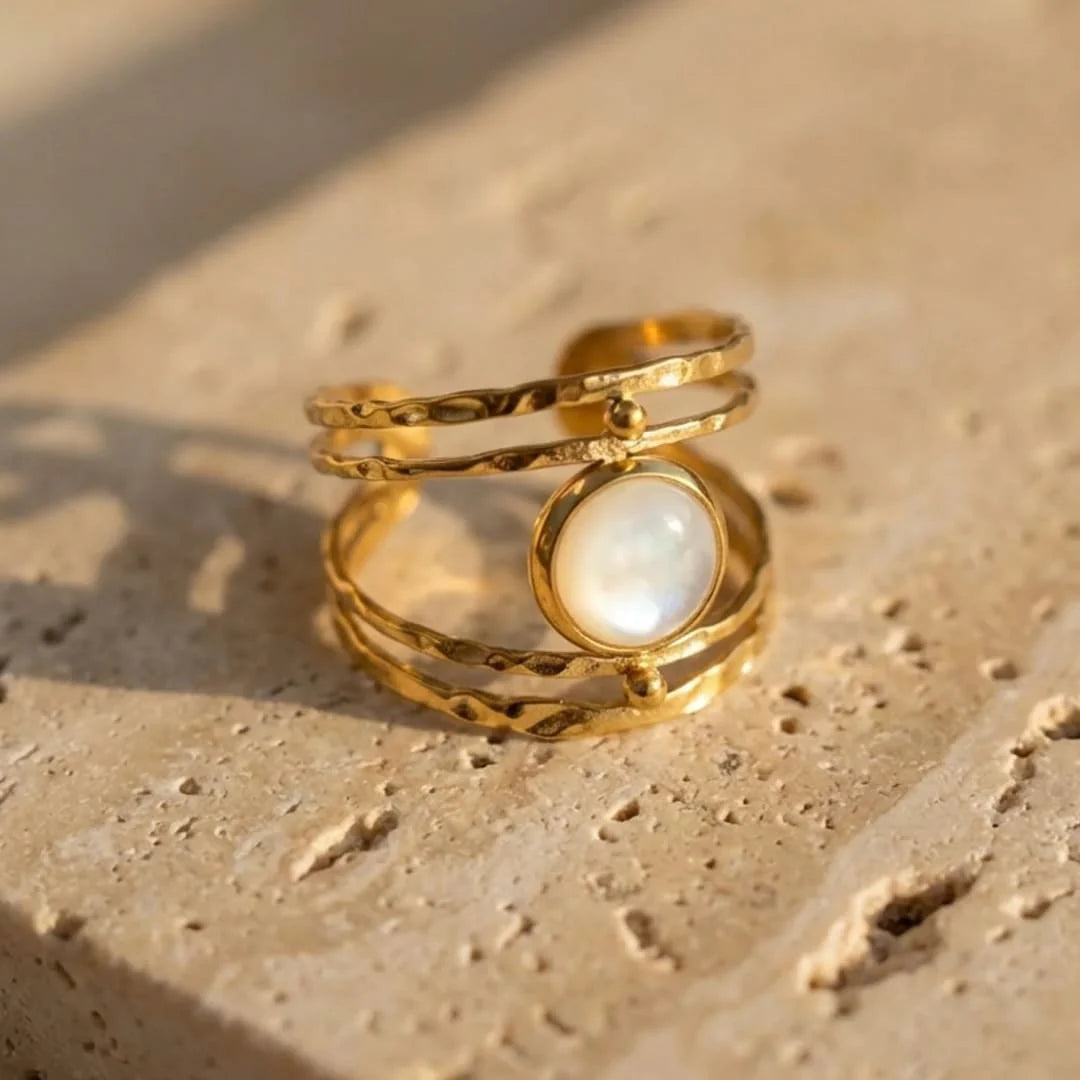 Bague Ajustable en Nacre - Aura de Douceur