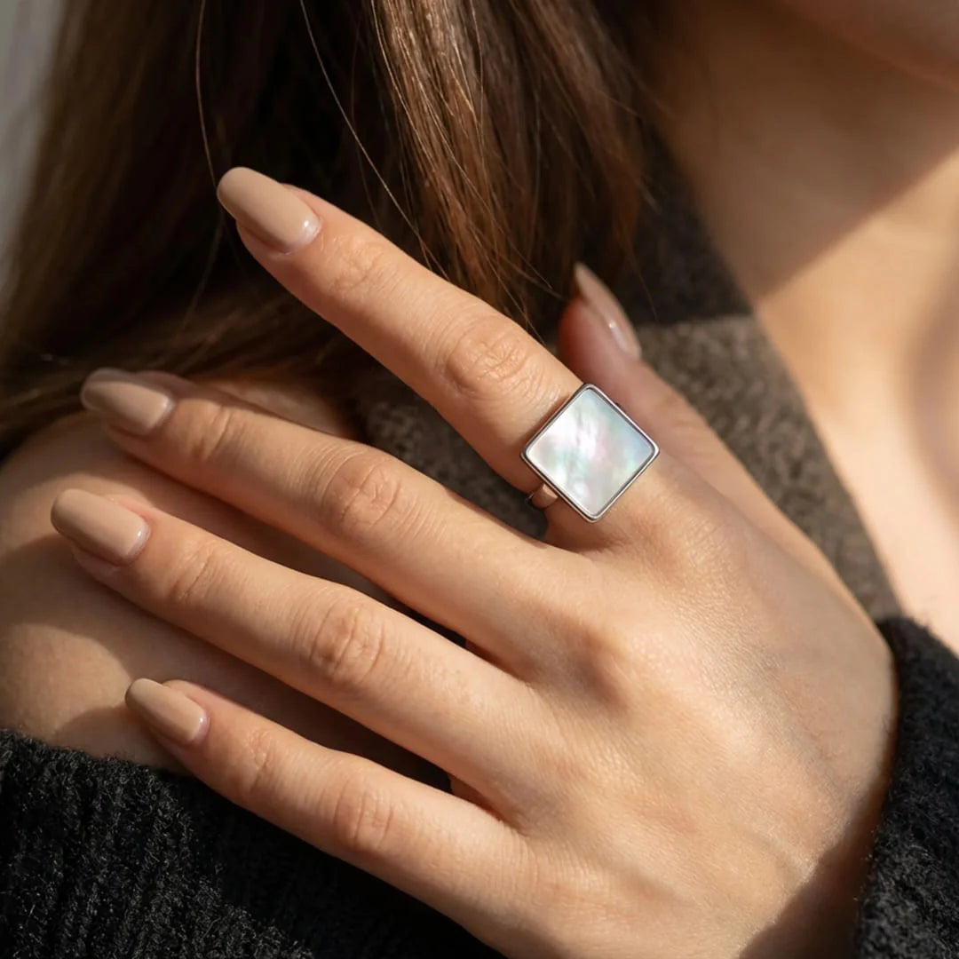 Bague en Nacre & Argent - Reflet de Sérénité