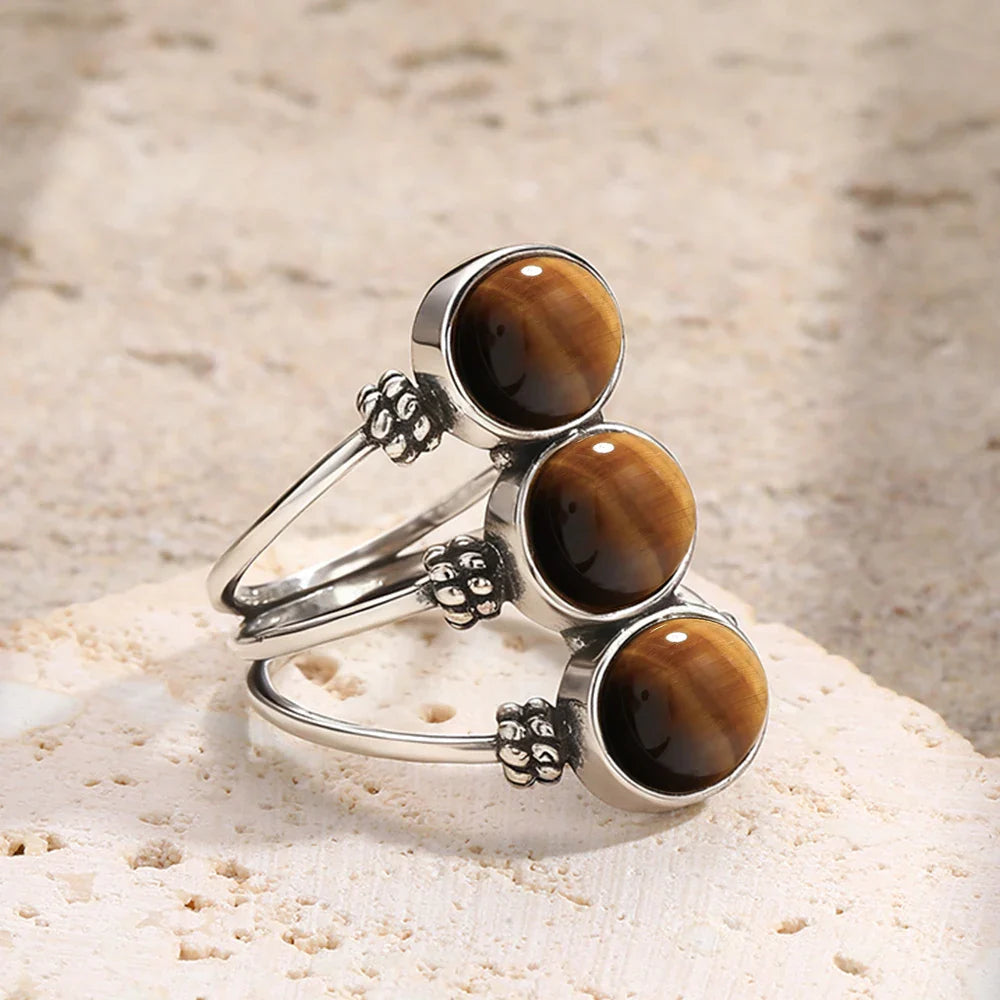 Bague en Œil de Tigre & Argent - Plénitude