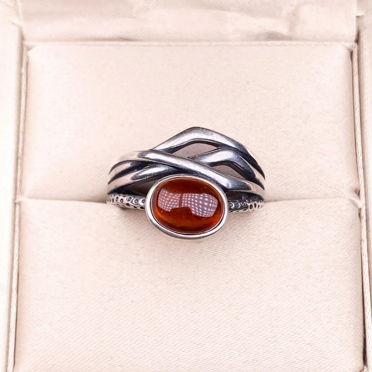 Bague Ajustable "Priya" en Grenat & Argent