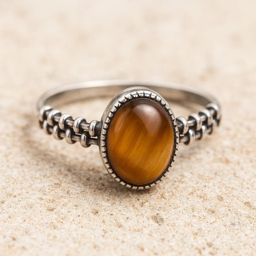 Bague en Œil de Tigre - Confiance Profonde