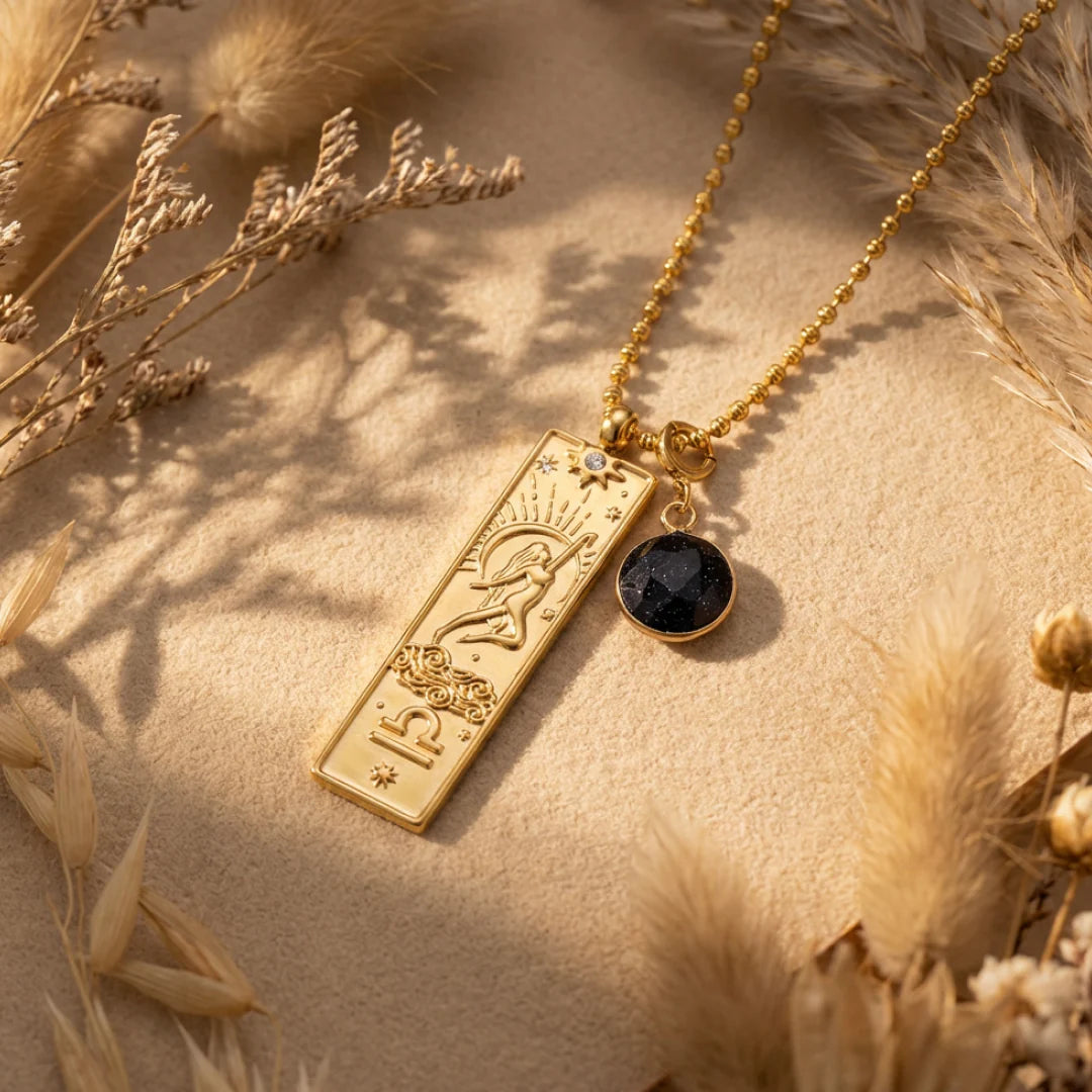 Collier Pendentif - Signe Astrologique & sa Pierre Naturelle