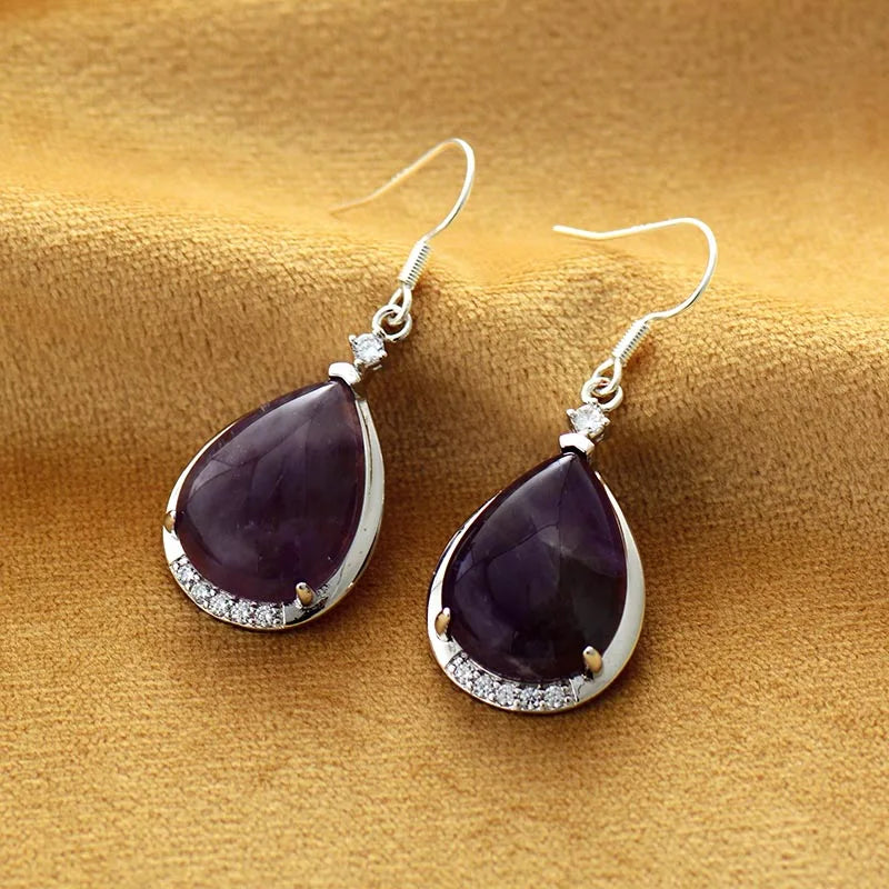 Boucles d'Oreilles "Goutte d'Eau" en Améthyste