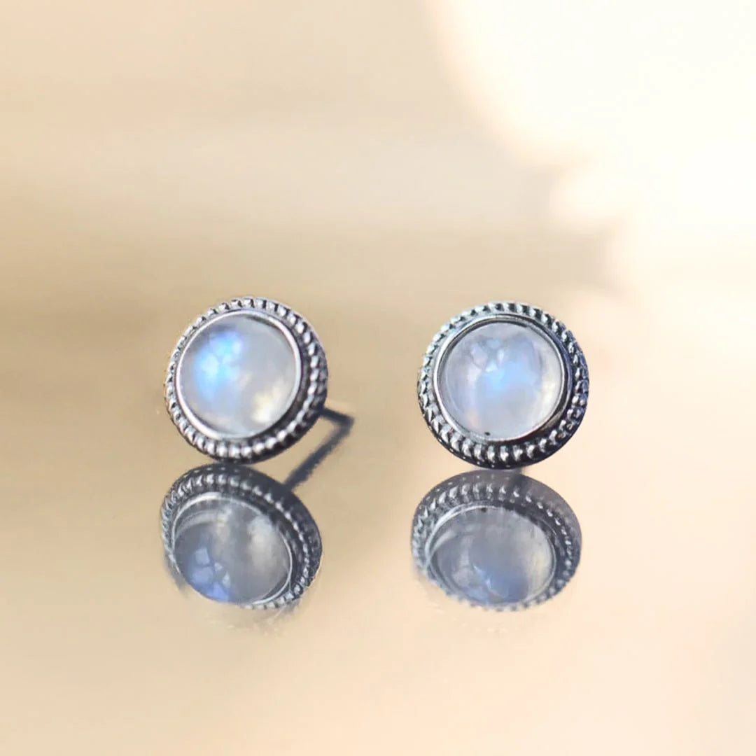 Boucles d'Oreilles Labradorite Blanche & Argent - Sélénéa