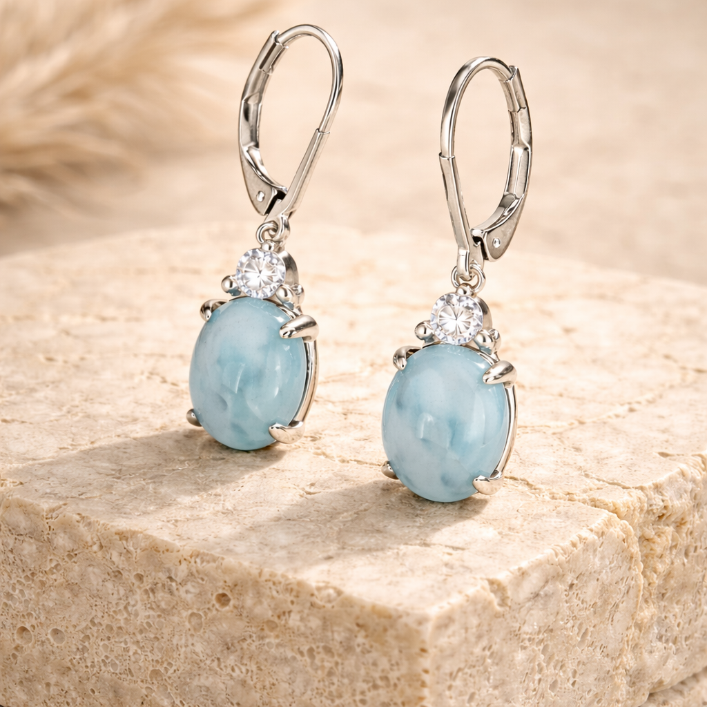 Boucles d’Oreilles en Larimar - Lagon Paisible