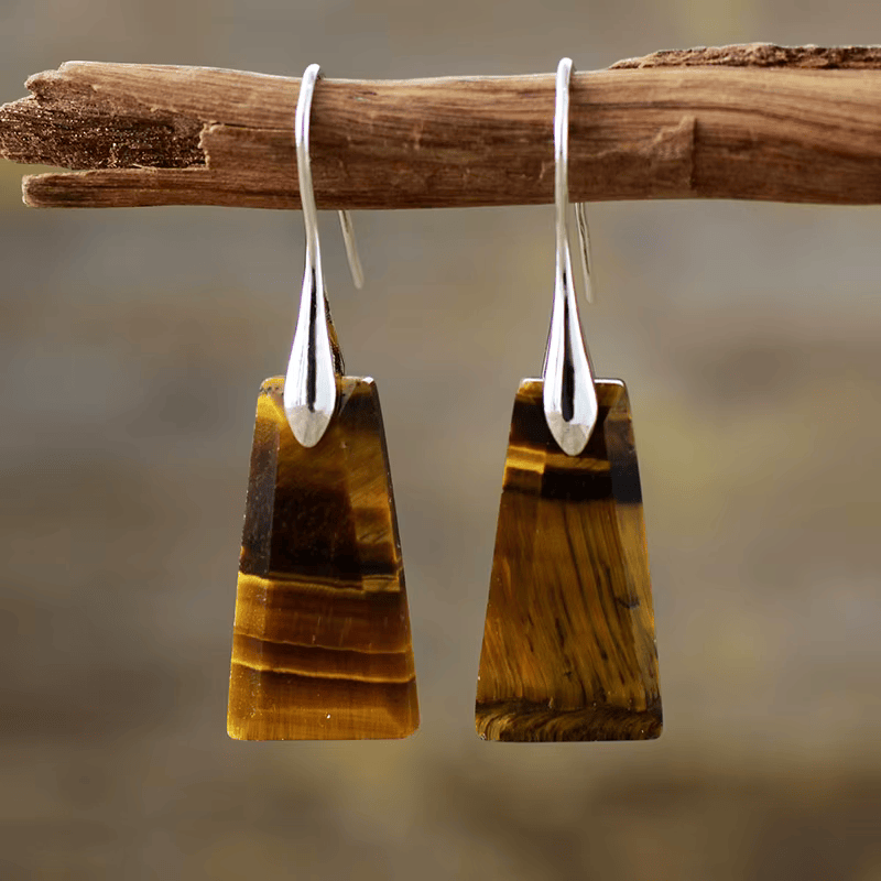 Boucles d'Oreilles en Oeil de Tigre - Expression Féline
