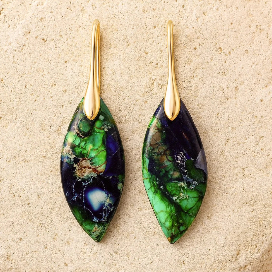 Boucles d'Oreilles "Gaïa" en Jaspe Vert