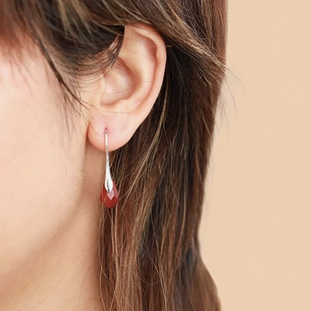 Boucles d’Oreilles en Jaspe Rouge - Cerise Divine