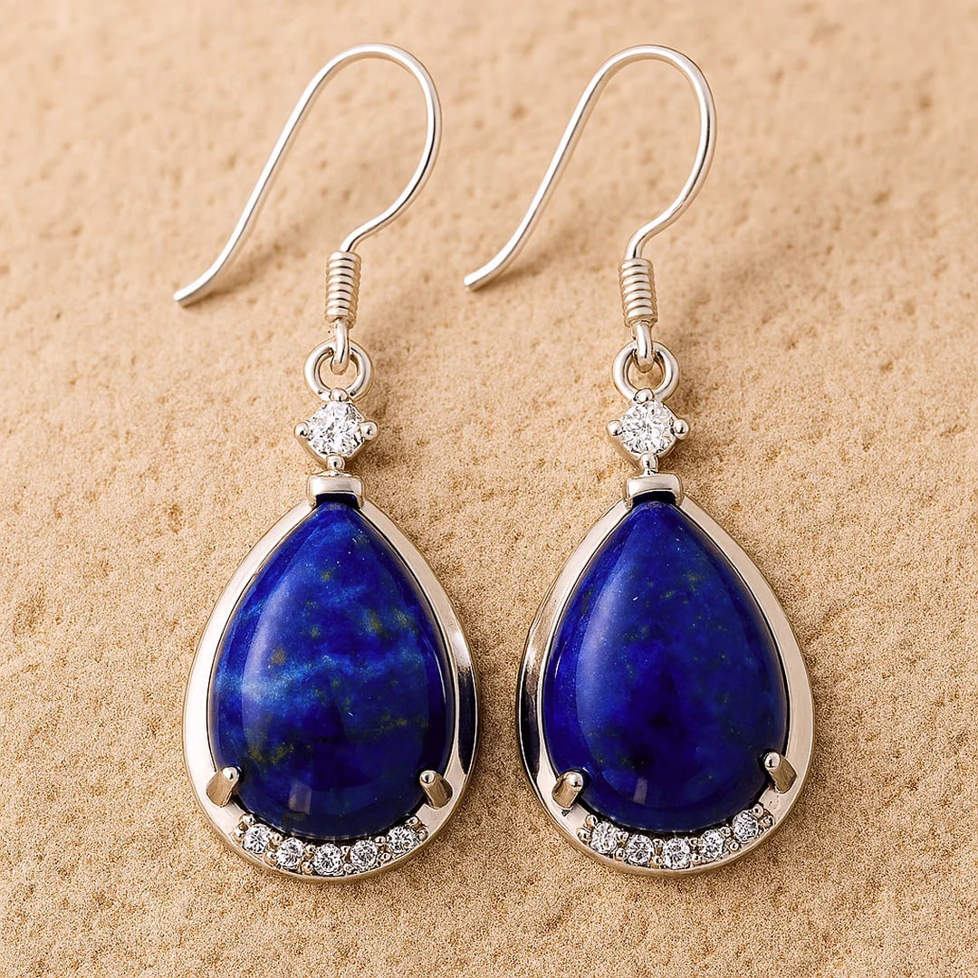 Boucles d'Oreilles "Epure Céleste" en Lapis Lazuli