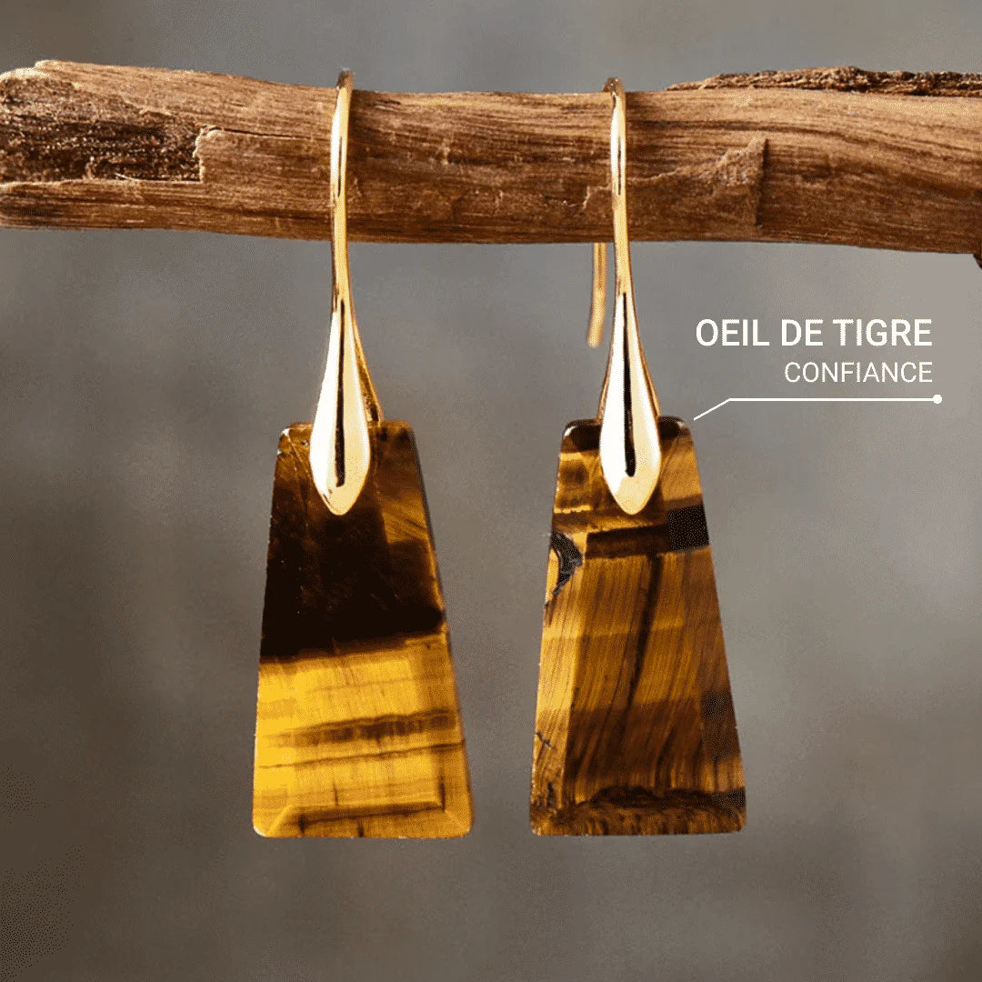 Boucles d'Oreilles en Oeil de Tigre - Expression Féline