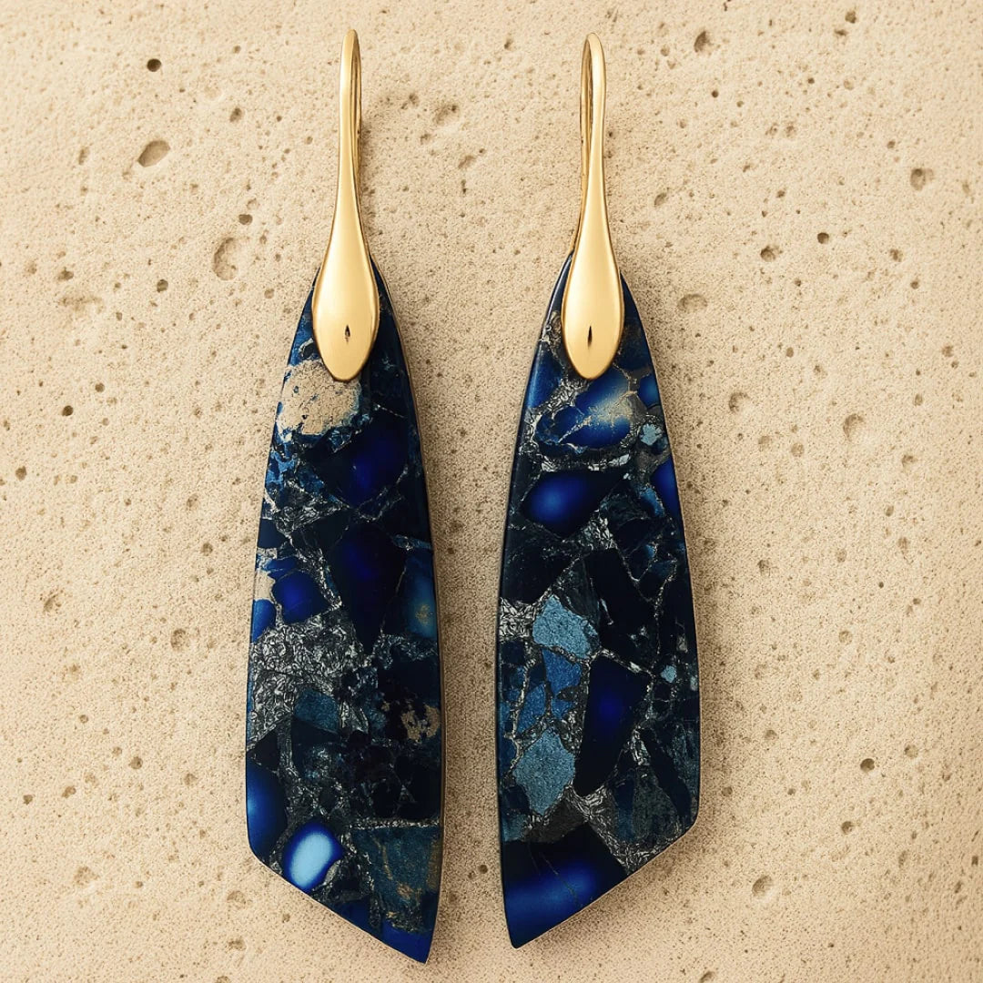 Boucles d'Oreilles en Jaspe Bleu - Univers Céleste