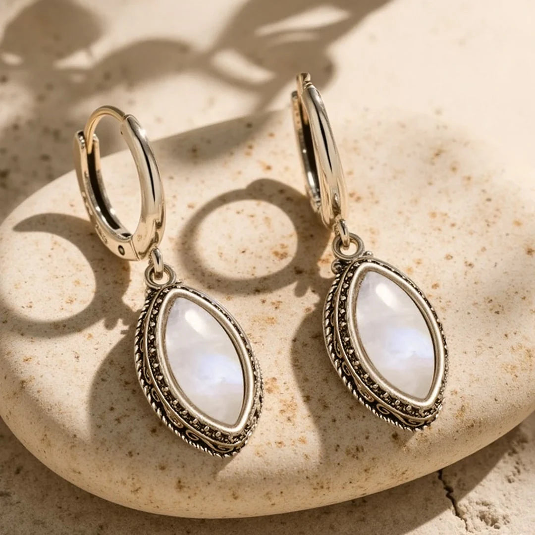 Boucles d'Oreilles en Pierre de Lune - Calme & Volupté
