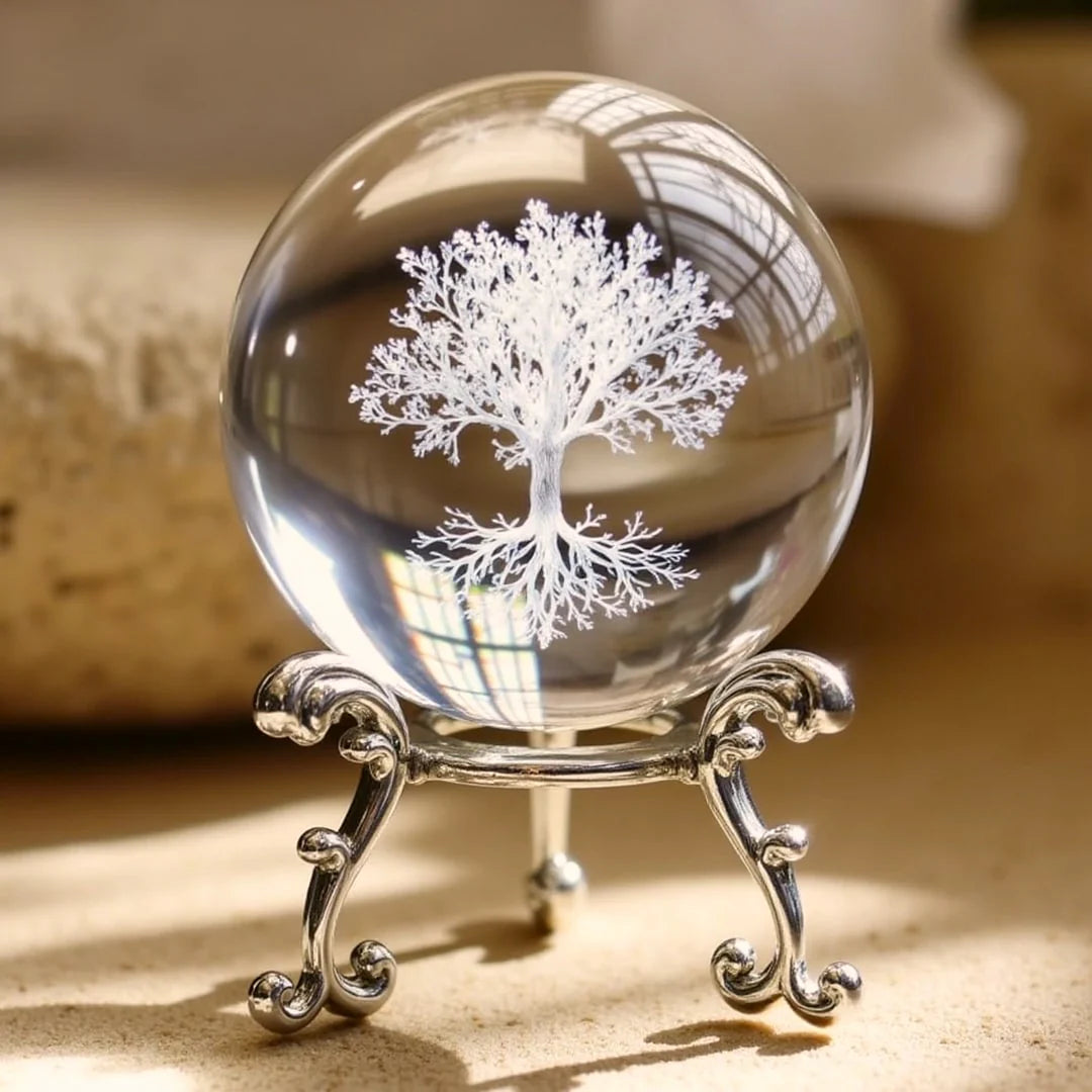 Boule de Cristal - Fleur de Lotus (avec Support)