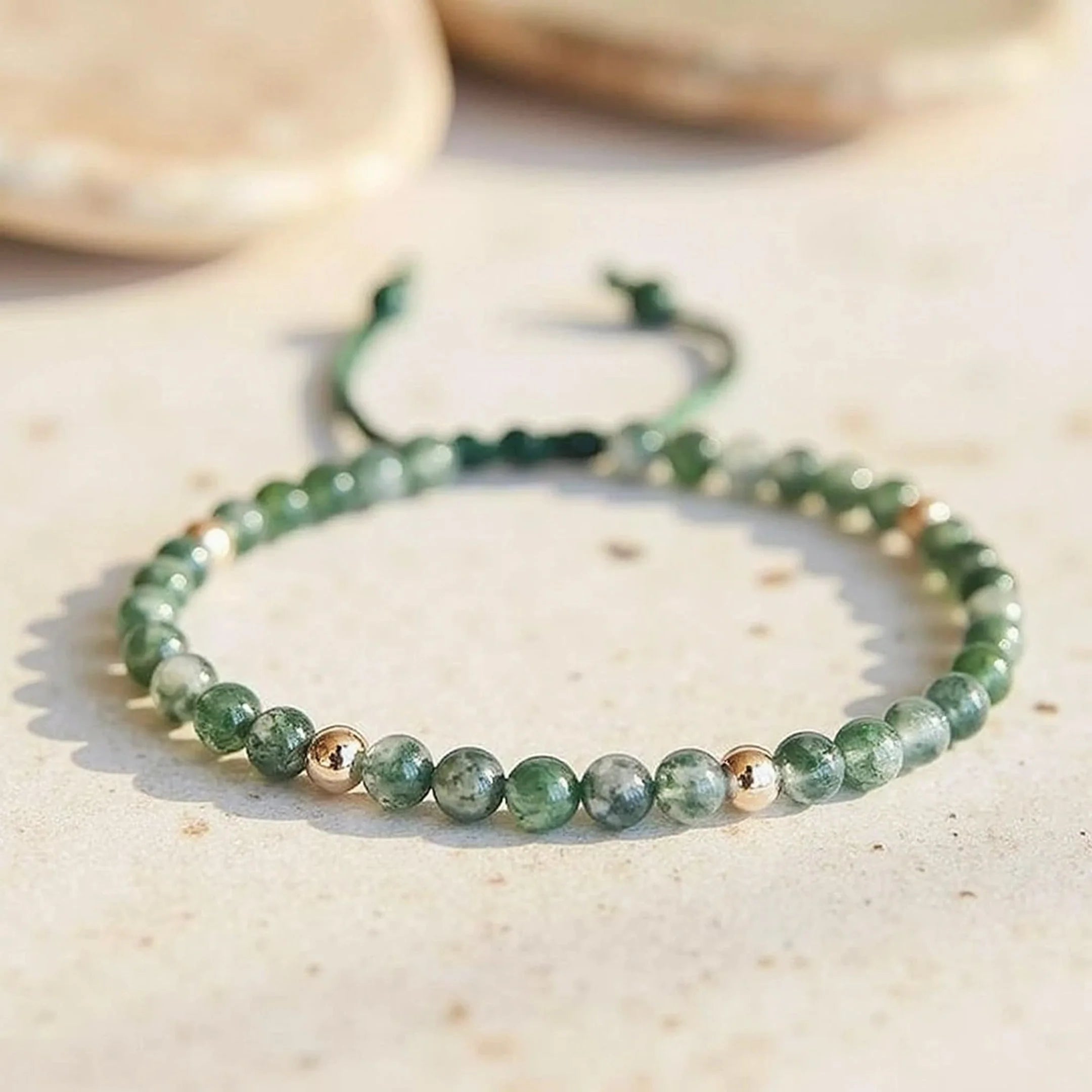 Bracelet Ajustable en Agate Mousse - Sérénité