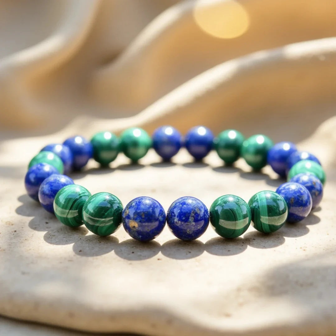 Bracelet en Malachite & Lapis Lazuli - Équilibre des Âmes