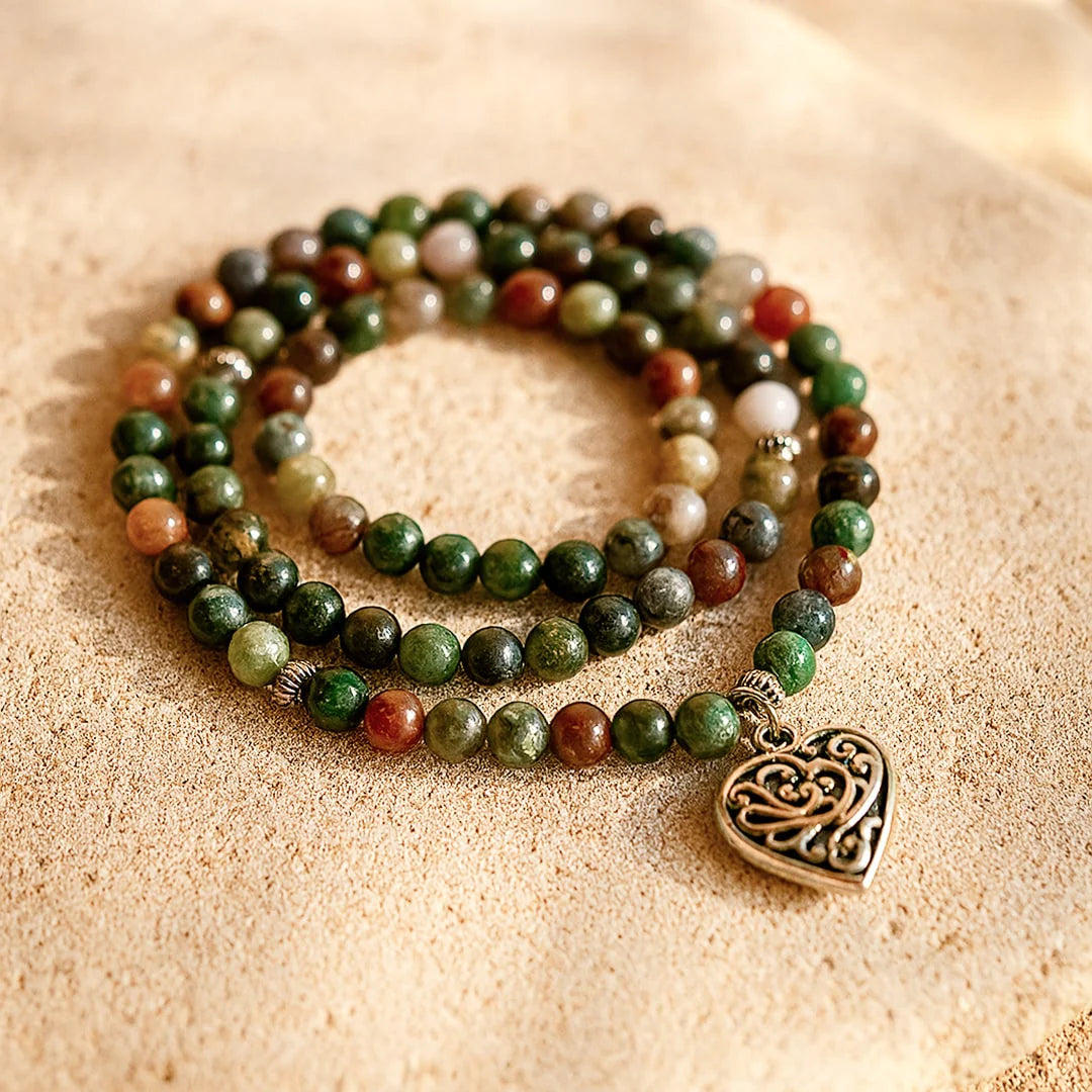 Bracelet Mala en Agate Indienne - Clarté Énergétique