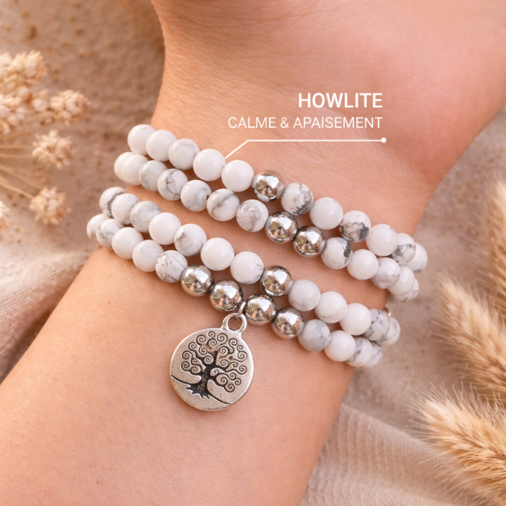 Bracelet Mala en Howlite - Équilibre au Féminin