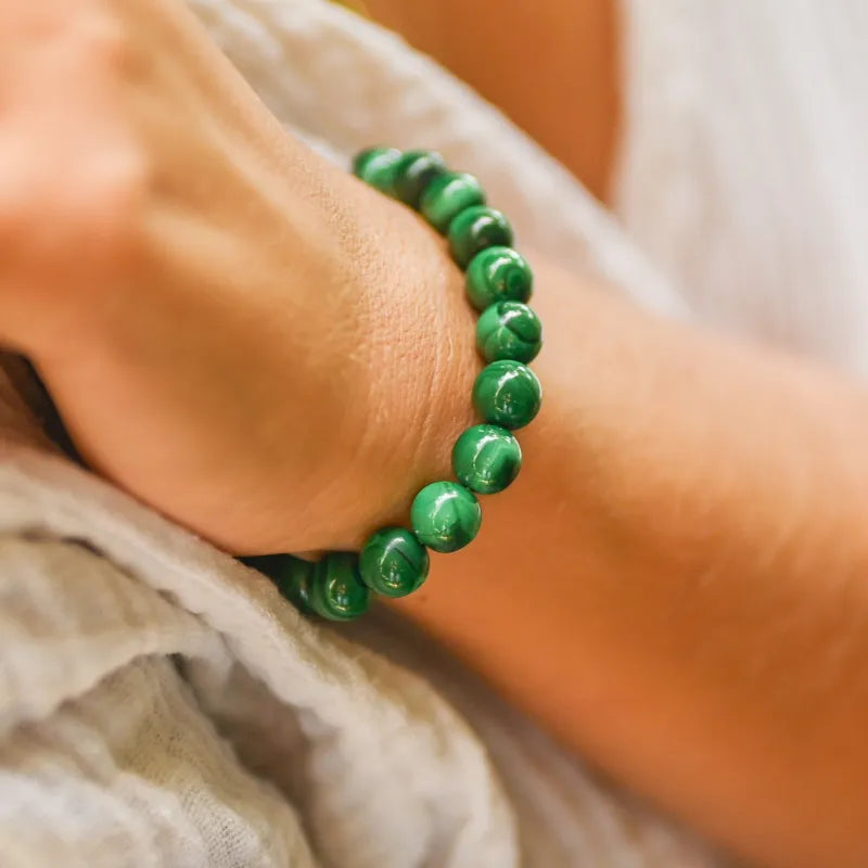 Bracelet "Spirales de Purification" en Malachite