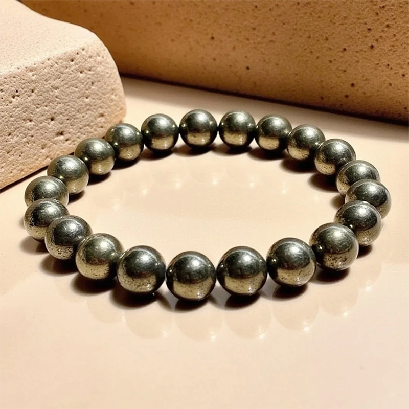 Bracelet en perles rondes de Pyrite - Lumière d’Opulence