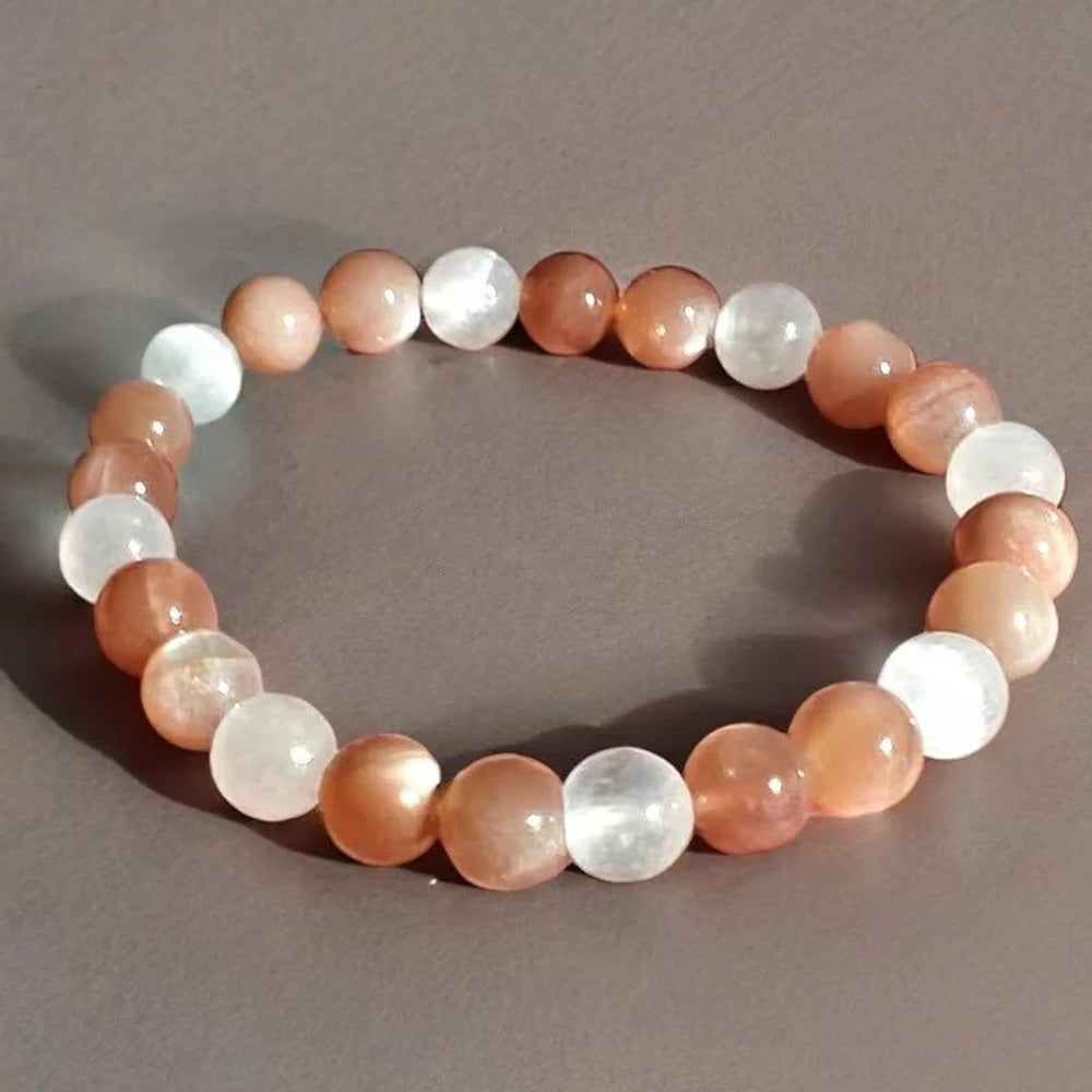 Bracelet en Pierre de Soleil & Sélénite - Harmonie Lumineuse