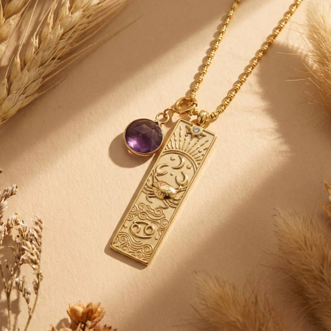 Collier Pendentif - Signe Astrologique & sa Pierre Naturelle