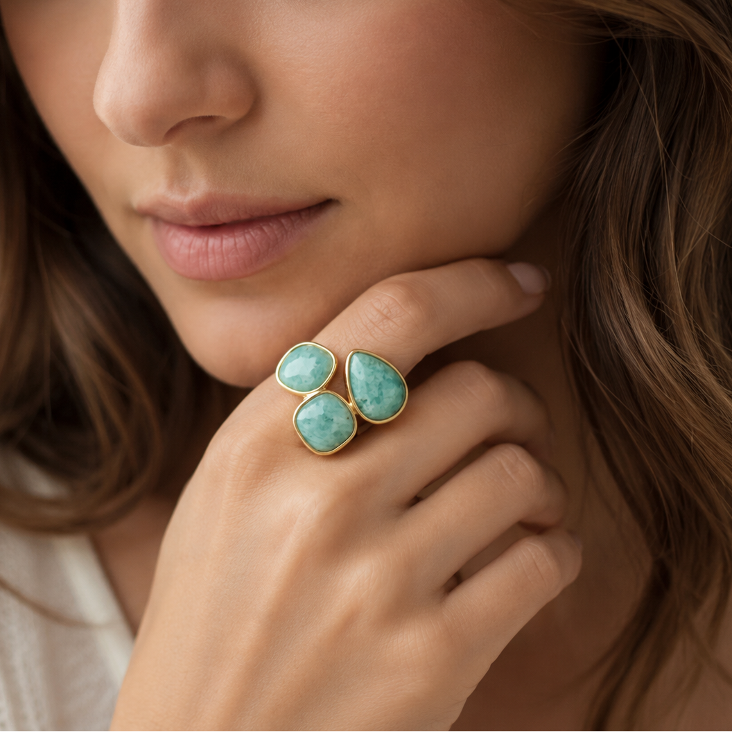 Bague en Amazonite - Trio de Douceur