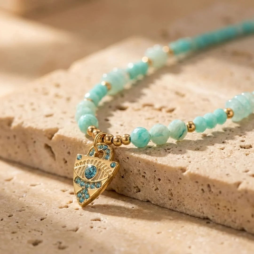 Collier en Amazonite -  Œil de Protection