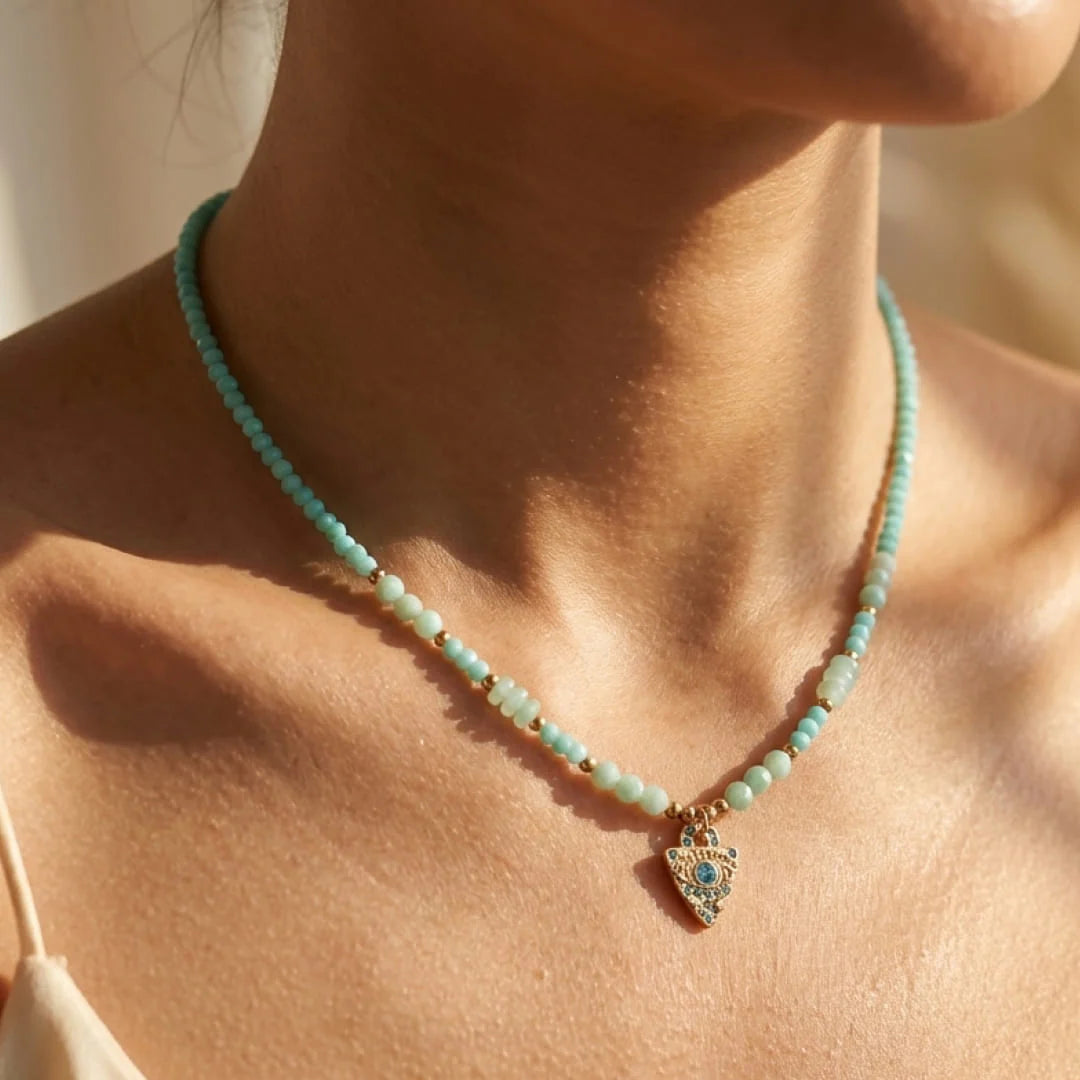 Collier en Amazonite -  Œil de Protection