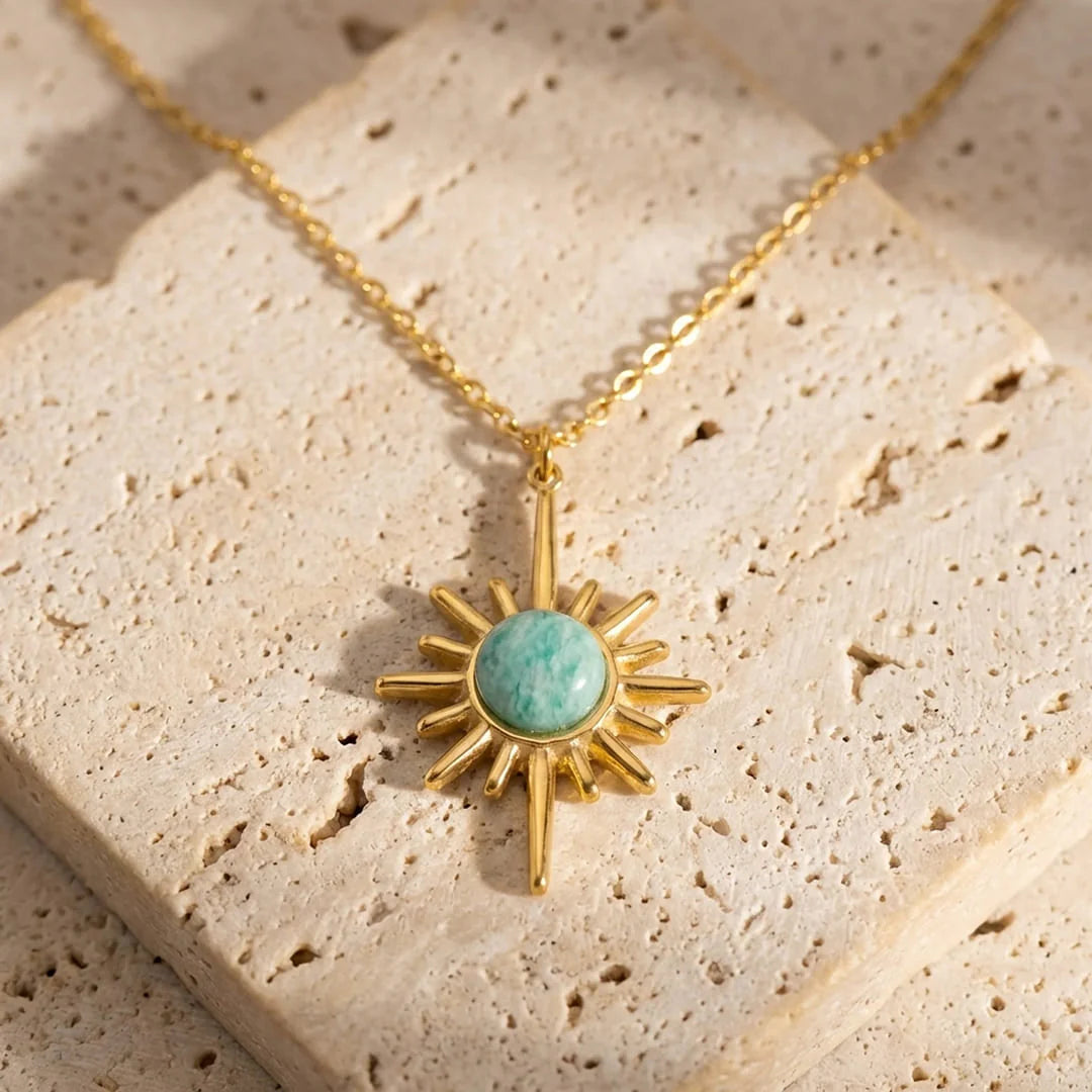 Pendentif Étoile en Amazonite - Halo Intérieur