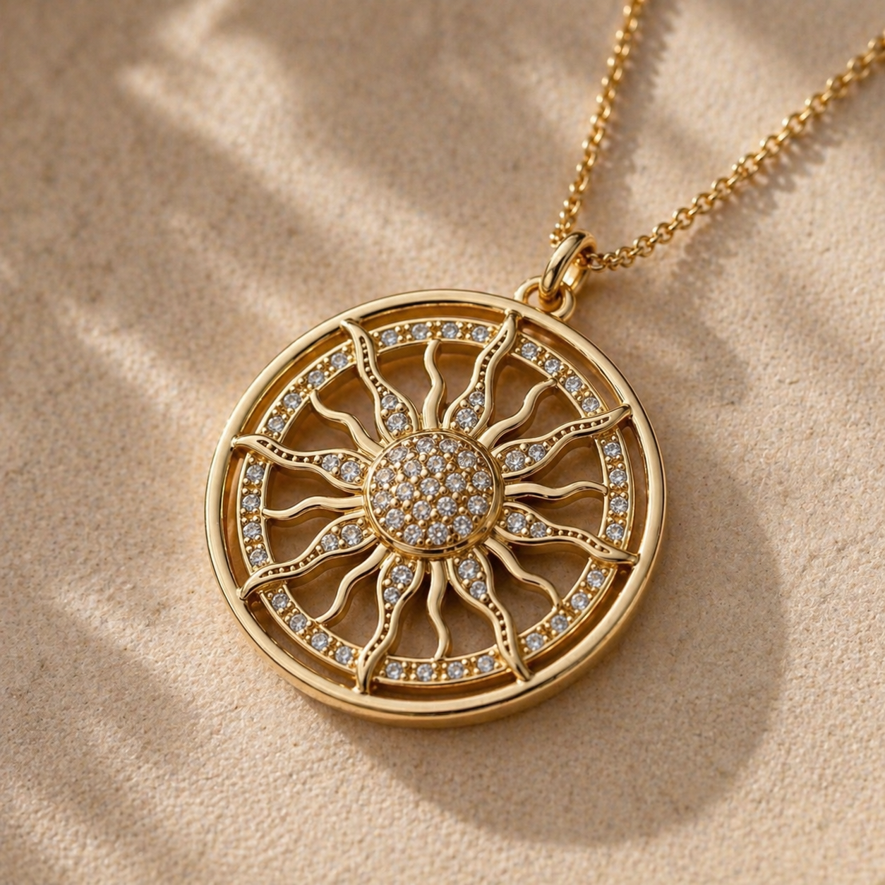 Collier & Pendentif Soleil Doré - Rayonnement Intérieur
