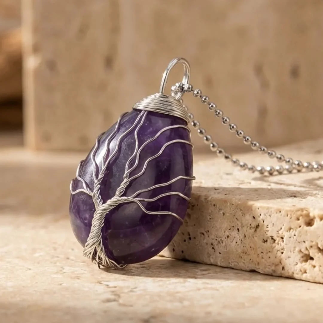 Collier Pendentif en Pierre Naturelle - Arbre de Rémission