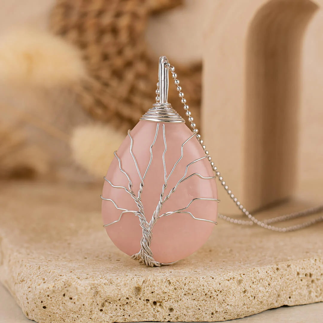 Collier Pendentif en Pierre Naturelle - Arbre de Rémission