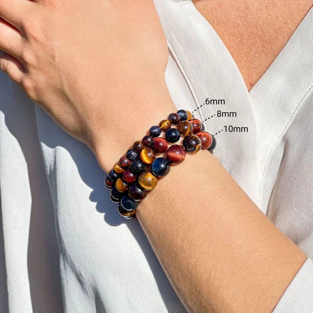 Bracelet "Sentinelle" en Oeil de Tigre, Taureau & Faucon