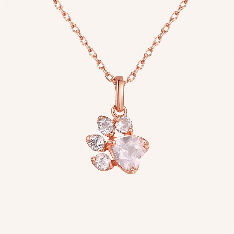 Collier Pendentif Quartz Rose - Patte d'Amour