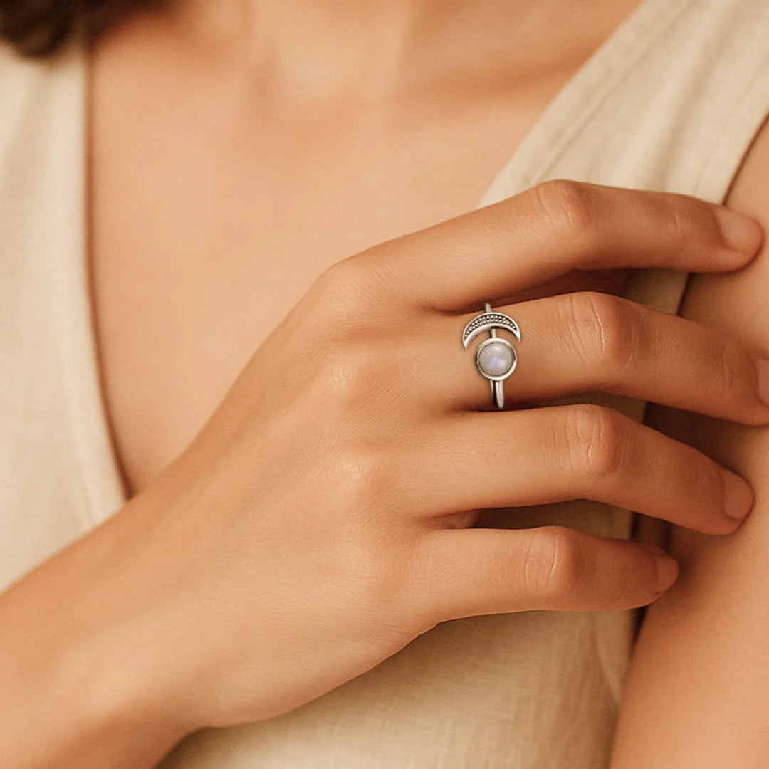 Bague en Pierre de Lune & Argent - Elenya