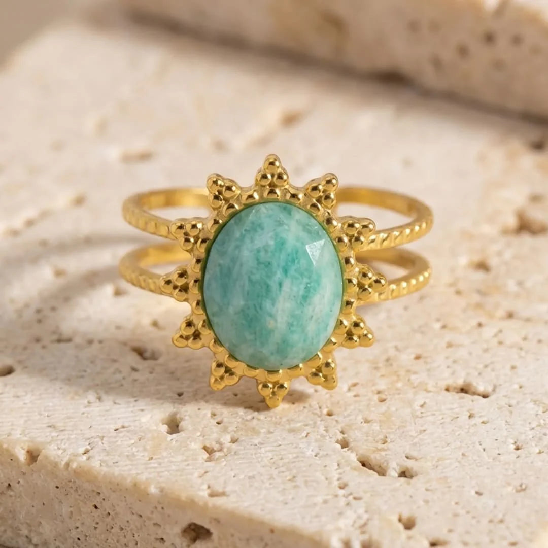 Bague Anti-Stress en Amazonite - Lumière Florale